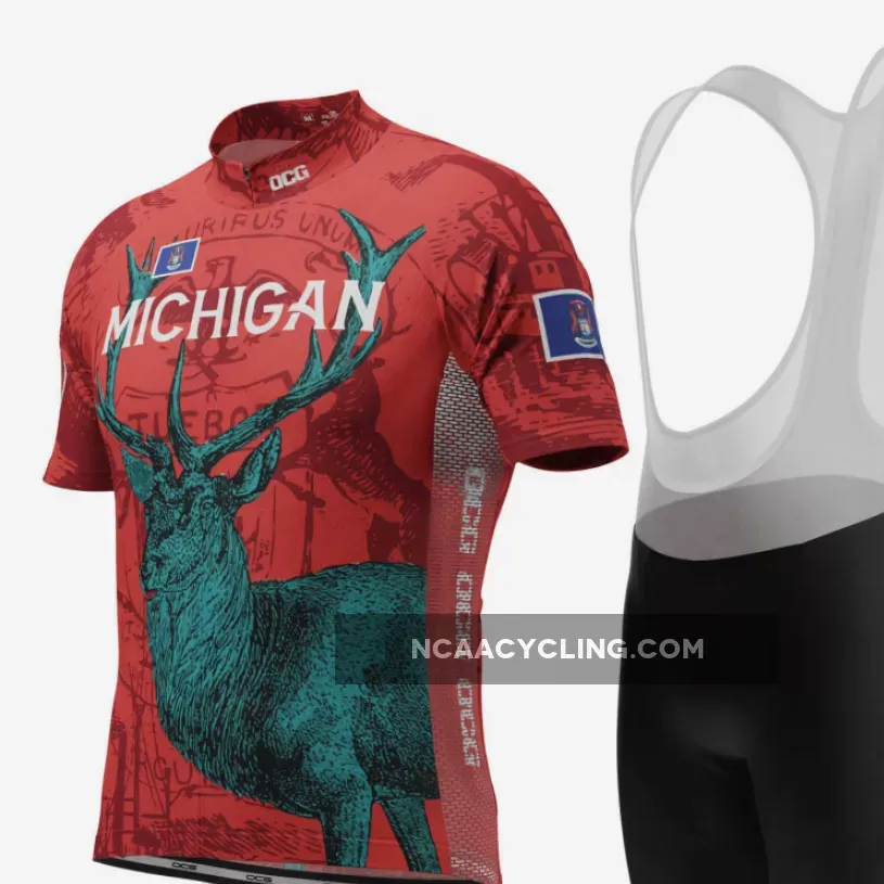 Men's Michigan US State Short Sleeve Cycling Kit Online