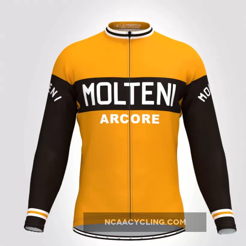 Retro Molteni Arcore Long Sleeve Men's Cycling Jersey Orange