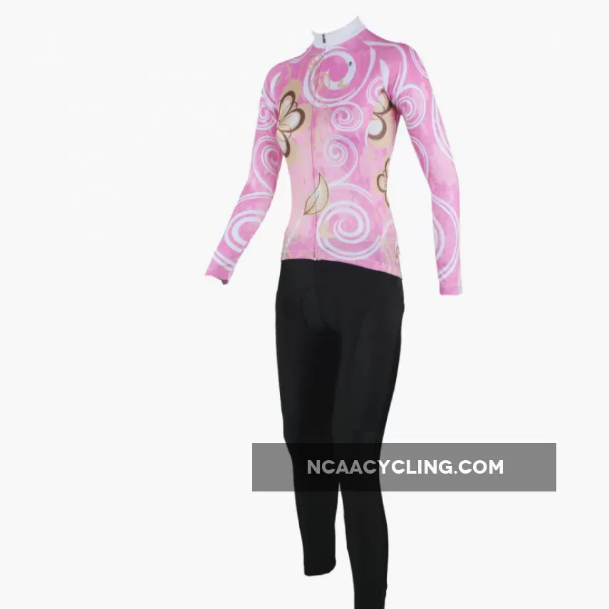 Ilpaladino Pure Pink Women's Long-Sleeve Cycling Jersey/Suit Spring Autumn Exercise Bicycling Pro Cycle Clothing Racing Apparel Outdoor Sports Leisure Biking Shirts Breathable Sports Clothes NO.327