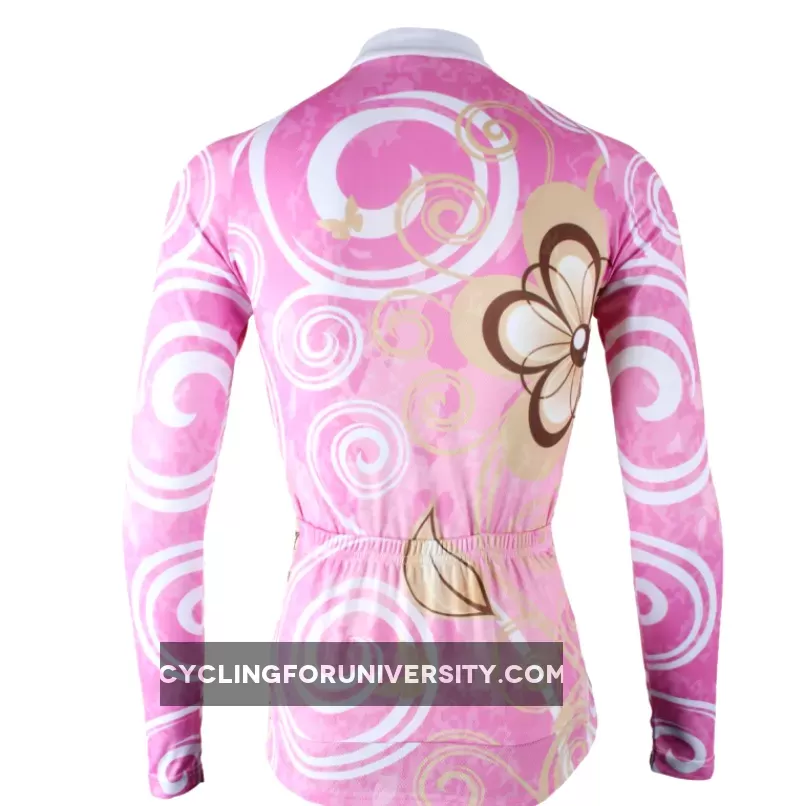 Ilpaladino Pure Pink Women's Long-Sleeve Cycling Jersey/Suit Spring Autumn Exercise Bicycling Pro Cycle Clothing Racing Apparel Outdoor Sports Leisure Biking Shirts Breathable Sports Clothes NO.327