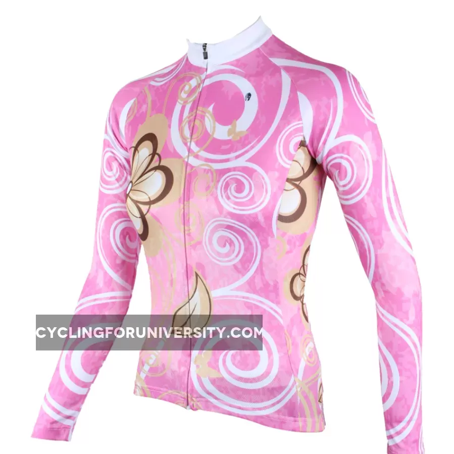 Ilpaladino Pure Pink Women's Long-Sleeve Cycling Jersey/Suit Spring Autumn Exercise Bicycling Pro Cycle Clothing Racing Apparel Outdoor Sports Leisure Biking Shirts Breathable Sports Clothes NO.327