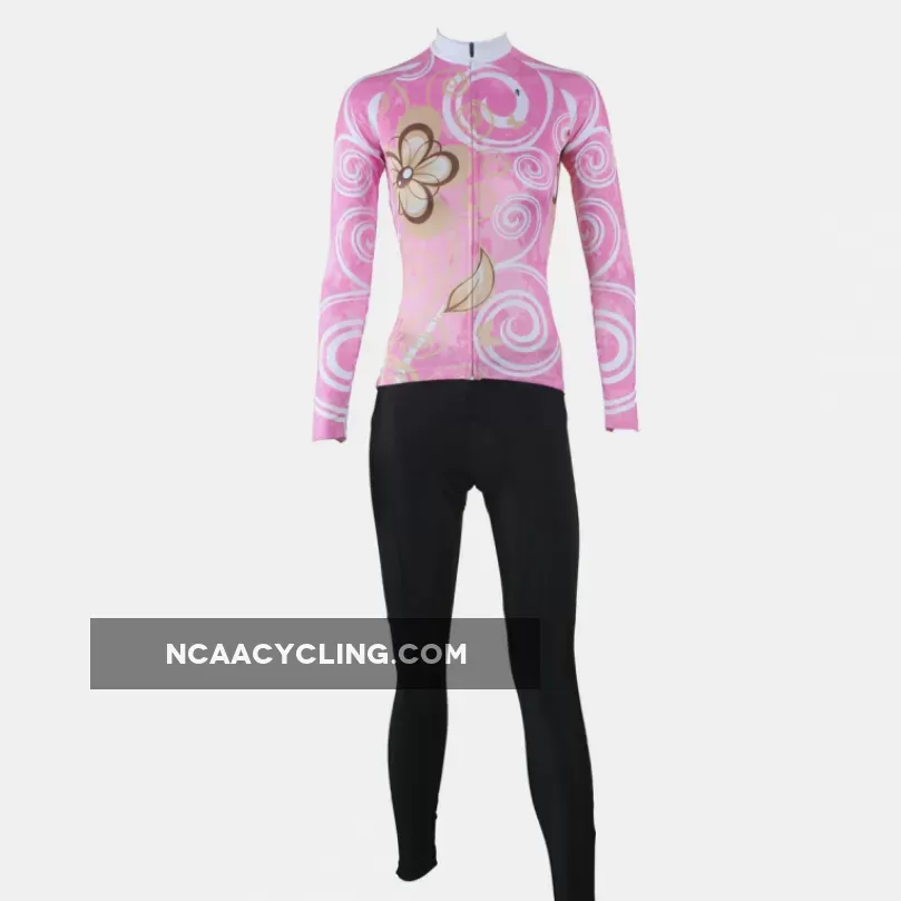 Ilpaladino Pure Pink Women's Long-Sleeve Cycling Jersey/Suit Spring Autumn Exercise Bicycling Pro Cycle Clothing Racing Apparel Outdoor Sports Leisure Biking Shirts Breathable Sports Clothes NO.327