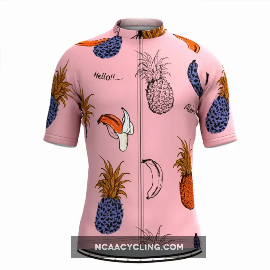 Men's Aloha Fruit Print Hawaiian Pink Cycling Jersey