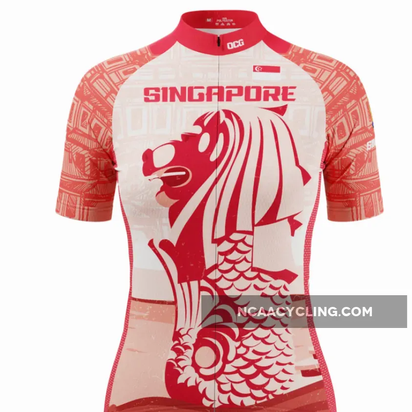 Women's Singapore Merlion Lion Short Sleeve Cycling Jersey