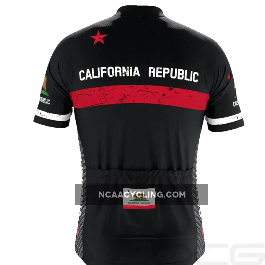 Men's California Republic Black Short Sleeve Cycling Jersey