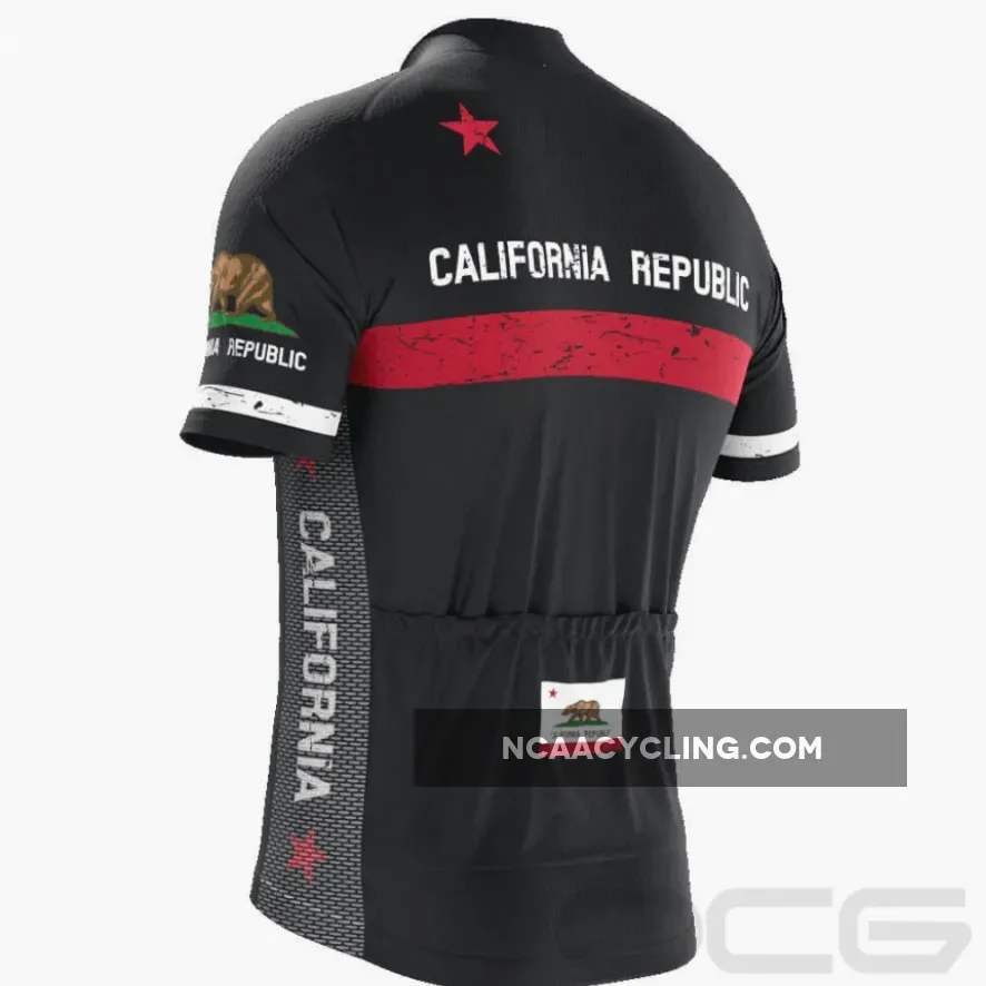 Men's California Republic Black Short Sleeve Cycling Jersey
