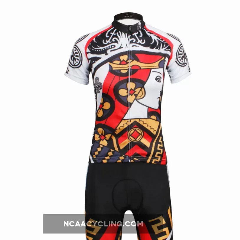 ILPALADINO Playing Cards Poker Face Clubs Queen Women's Long Sleeves Cycling Suit Jerseys Bike Shirt Outdoor Sports Gear Leisure Biking T-shirt Sports Clothes Face Cards Court Cards NO.640