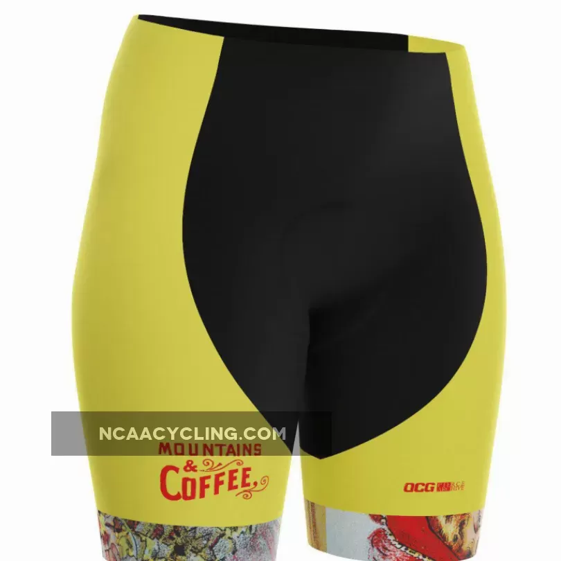 Women's Mountains & Coffee Retro Gel Padded Cycling Shorts