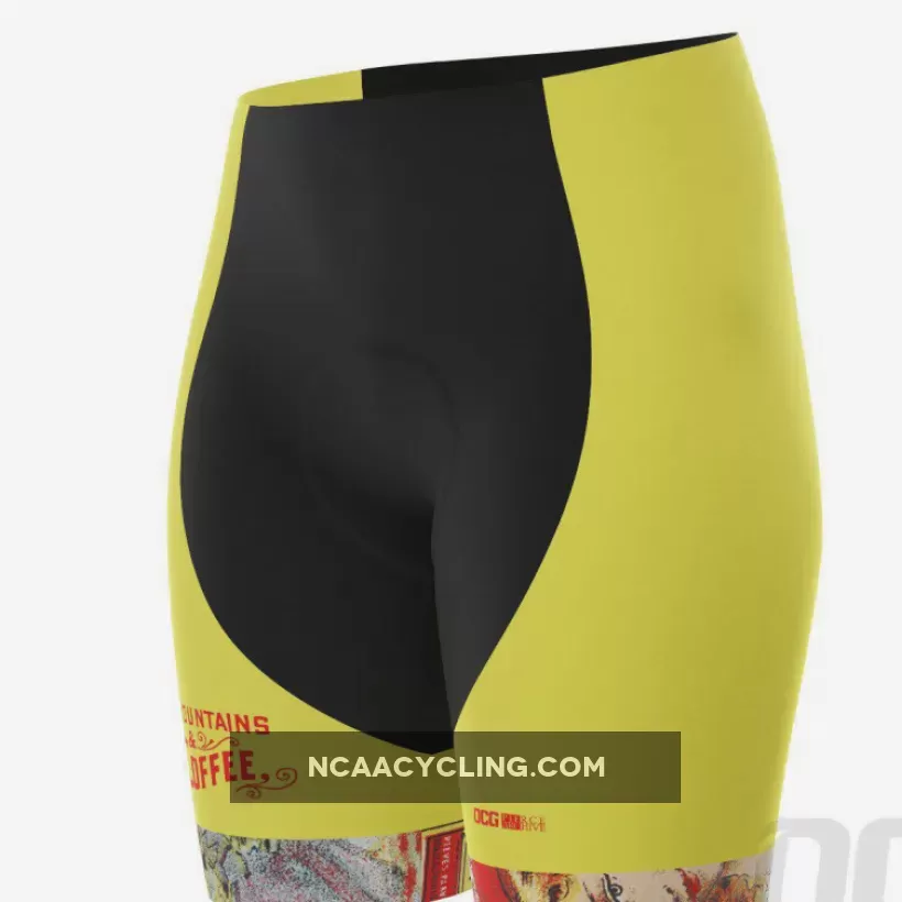 Women's Mountains & Coffee Retro Gel Padded Cycling Shorts