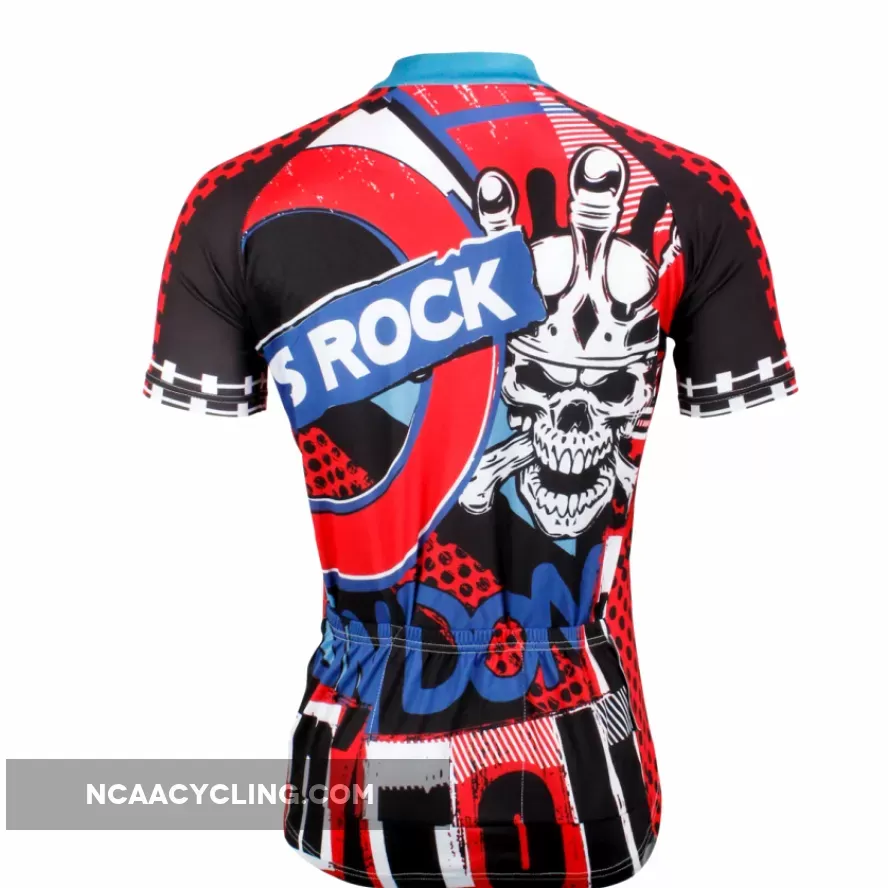 ILPALADINO Injury Rock Skull Red Sport Shirt Cycling Short Sleeve Jersey Exercise Bicycling Pro Cycle Clothing Racing Apparel Outdoor Sports Leisure Biking Shirts 615
