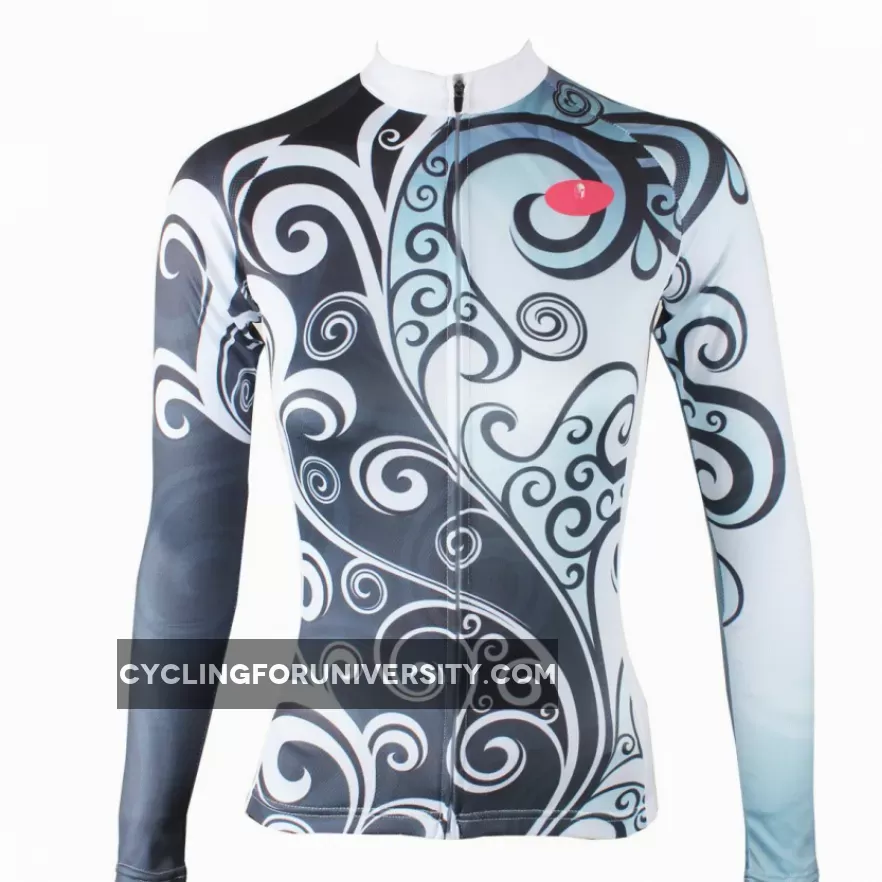 Ilpaladino Flowers Grey Blue Elegant Woman's Cycling long-sleeve Jersey/Suit Spring Summer Sportswear Apparel Outdoor Sports Gear NO.324
