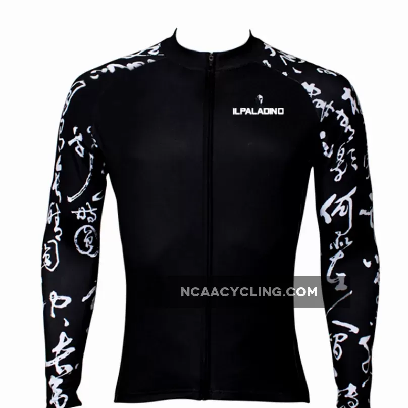 Chinese Poetry Handwriting Men's Cycling Long-sleeve Black Jerseys NO.400