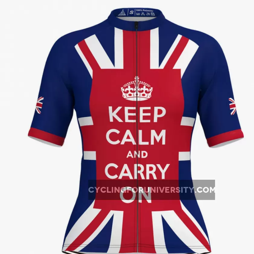 UK Flag Keep Calm And Carry On Women's Cycling Jersey