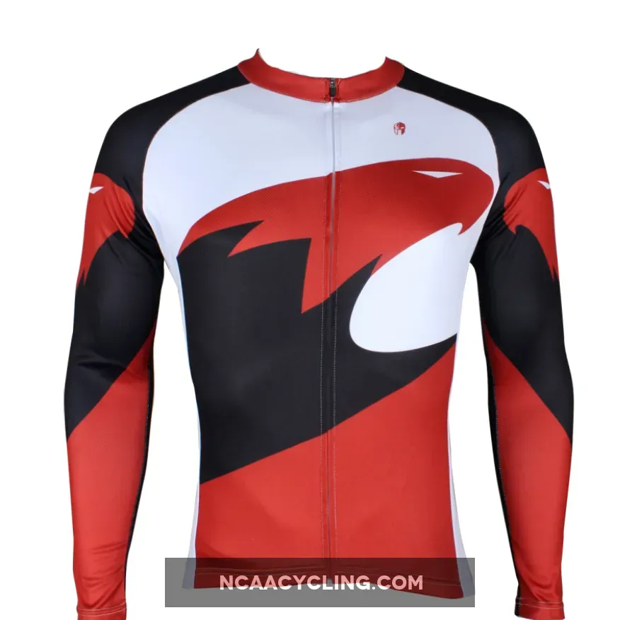 White and Red Men's Long-sleeved Jersey for Spring and Summer NO.172