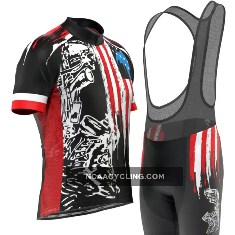 Men's Honor the Fallen USA Flag Short Sleeve Cycling Kit, Honor Usa