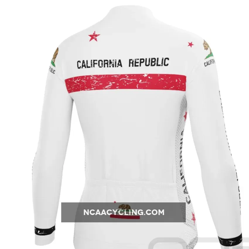 Women's California Republic Flag Long Sleeve Cycling Jersey #Long Sleeve Bike Jersey Women's