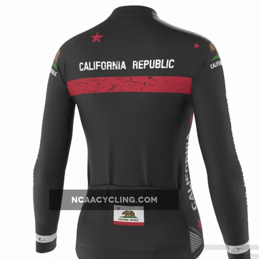 Women's California Republic Flag Long Sleeve Cycling Jersey #Long Sleeve Bike Jersey Women's
