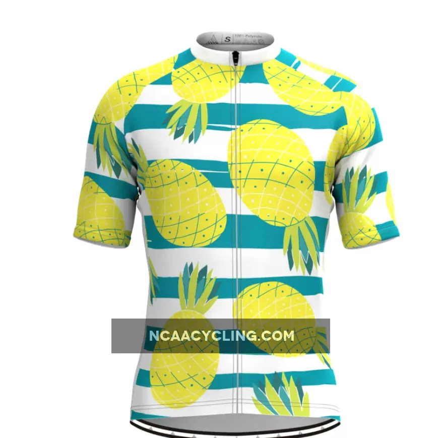 Men's Pineapple Print Stripe Cycling Jersey Yellow
