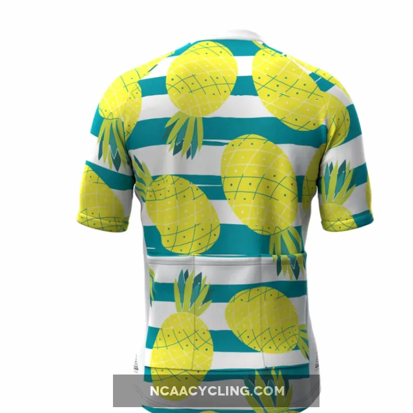Men's Pineapple Print Stripe Cycling Jersey Yellow
