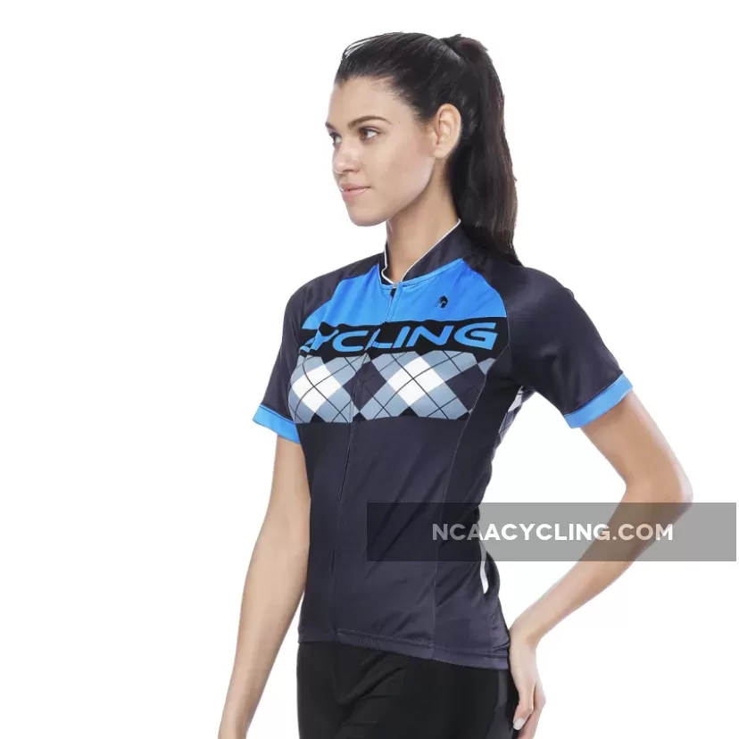 Blue Mesh Splicing Black Women's Cycling Short-sleeve Bike Jersey T-shirt Summer Spring Road Bike Wear Mountain Bike MTB Clothes Sports Apparel Top NO. 797