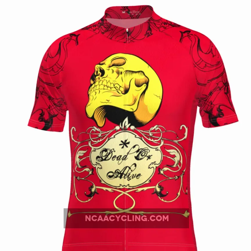 Men's Dead Or Alive Red Skull Cycling Jersey Brand New