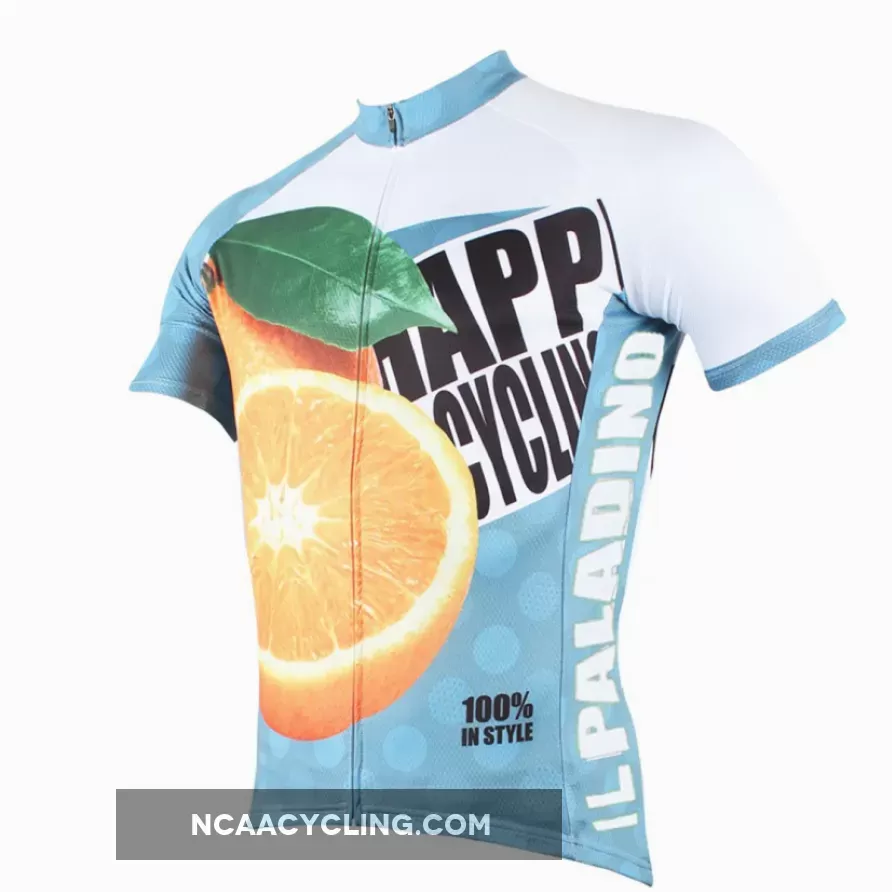 Happy Cycling Summer Fruit Orange Men's Short-Sleeve Cycling Jersey Suit Biking Wear Breathable Outdoor Sports Gear Leisure Biking T-shirt Sports Clothes NO.176