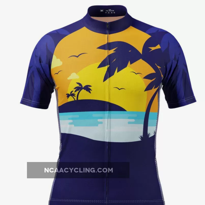 Mens' Tropical Paradise Palm Tree Sunset Cycling Jersey