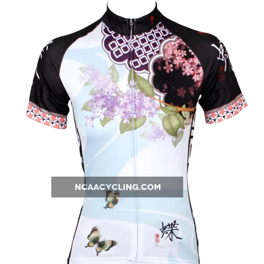 Ilpaladino Lilac Butterfly Nature Women Cycling Jerseys Short-sleeve summer Sportswear Gear Pro Cycle Clothing Racing Apparel Outdoor Sports Leisure Biking Shirt NO.544