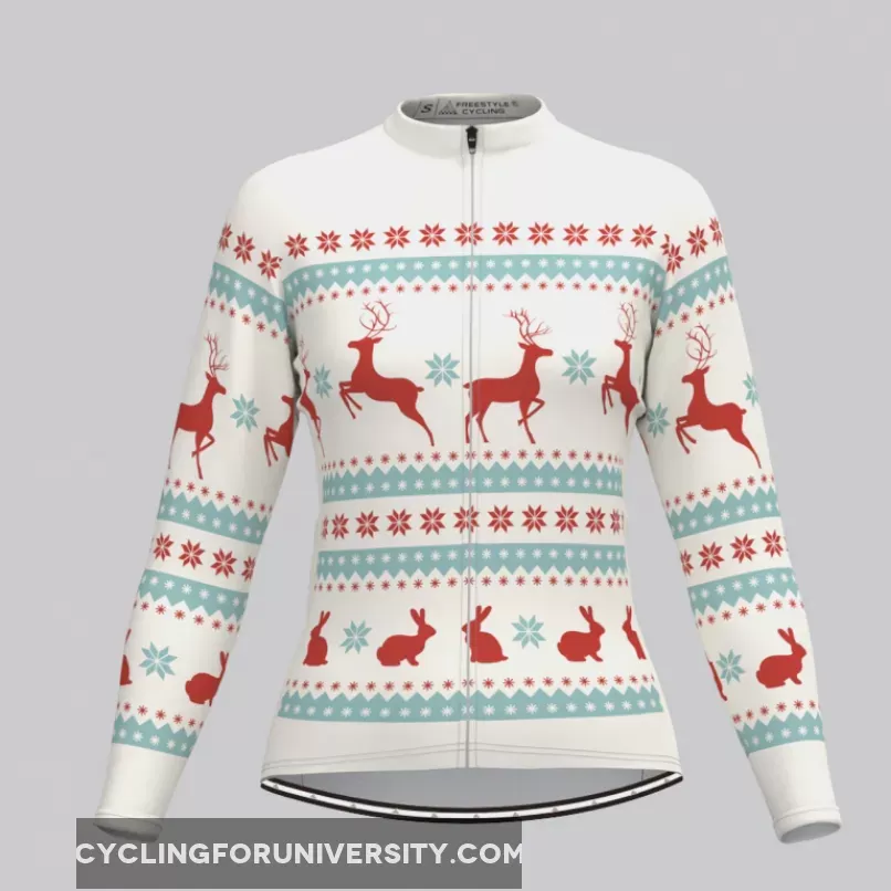Classic Ugly Christmas sweater Women's LS Cycling Jersey - Beige