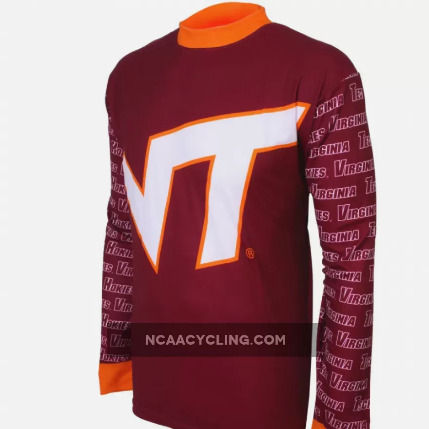 NCAA VT VPI Virginia Polytechnic Institute and State University Virginia Tech Hokies Mountain Long Sleeve Bike MTB Cycling Jerseys