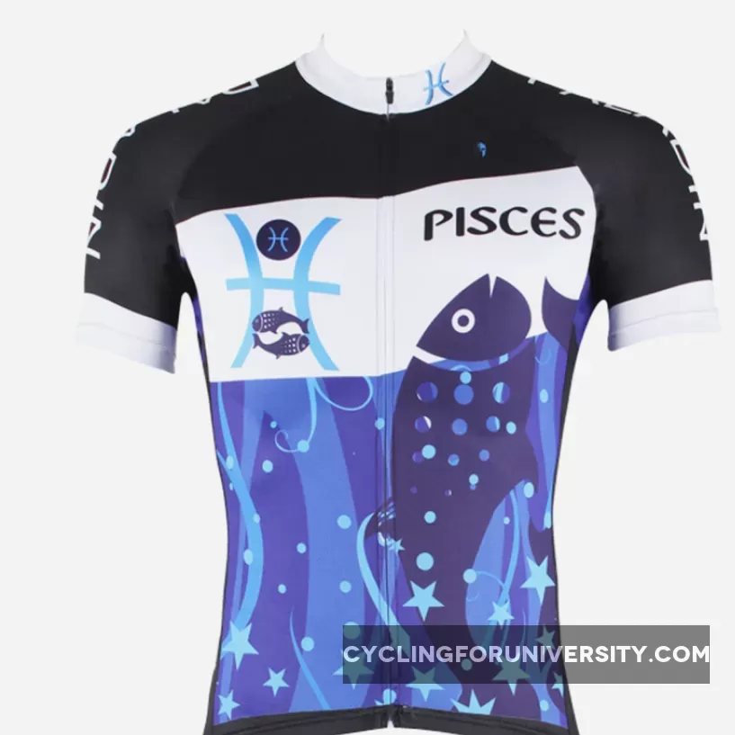 Ilpaladino Pisces Thorough Soul Constellation Series 12 Horoscopes Man's Short-sleeve Cycling Jersey Team Pro Cycle Jacket T-shirt Summer Spring Clothes Leisure Sportswear Apparel Signs of the Zodiac NO.266