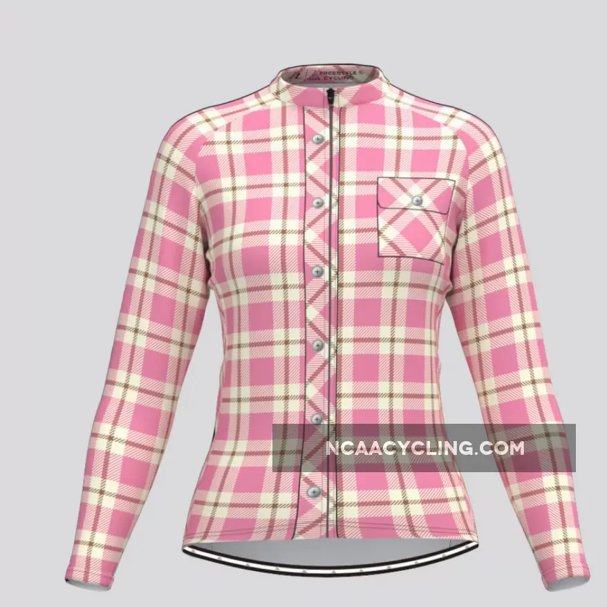 Plaid Checkered Shirt V22 Women's LS Cycling Jersey