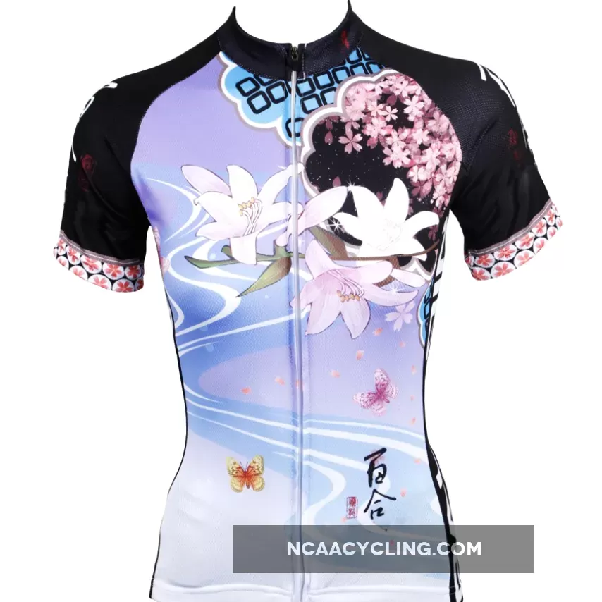 Ilpaladino Spring lily Women's Quick Dry Short-Sleeve Cycling Jersey Bicycling Pro Cycle Clothing Racing Apparel Outdoor Sports Leisure Biking T-shirt Breathable Summer Sportswear NO.543