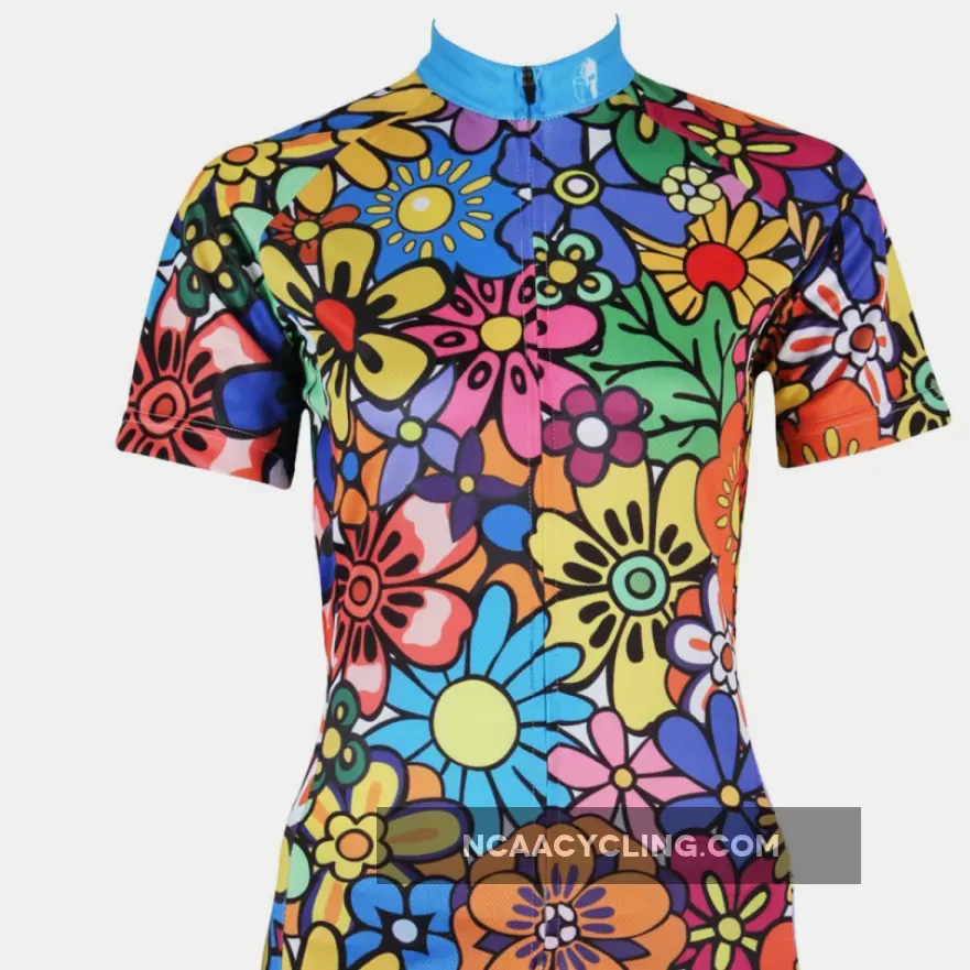 Anthemy Flowers Pattern Women's Short-Sleeve Cycling Jersey T-shirts NO.114
