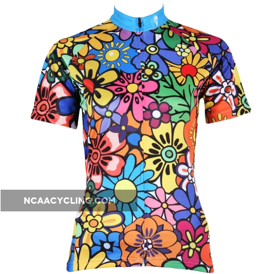 Anthemy Flowers Pattern Women's Short-Sleeve Cycling Jersey T-shirts NO.114