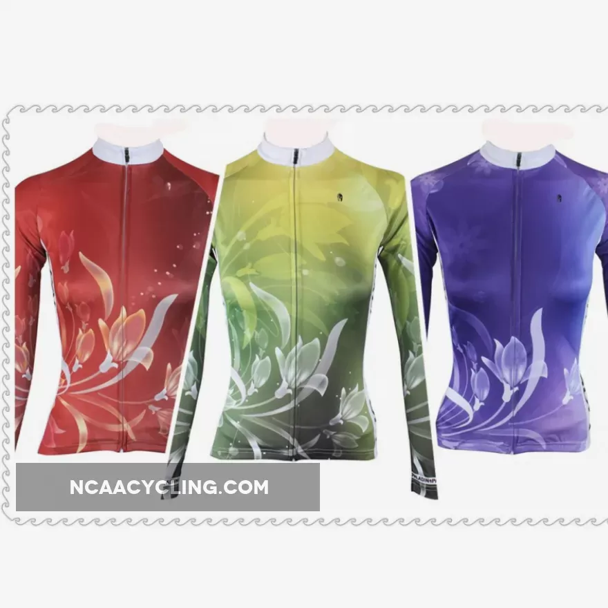 Ilpaladino Lilies Grace Woman's Cycling short/long-sleeve Jersey/Suit Kit Spring Summer Sportswear Apparel Outdoor Sports Gear Green/Purple/Red