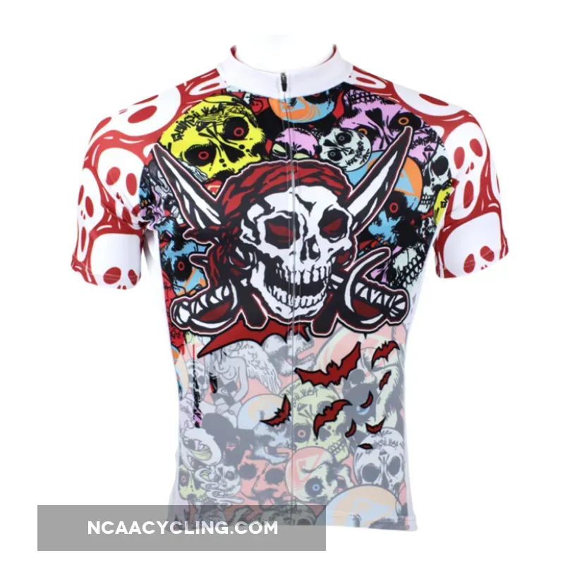 ILPALADINO Pirate Skull Men's Short Sleeves Cycling Jersey Sport Suit Spring Autumn Exercise Bicycling Pro Cycle Clothing Racing Apparel Outdoor Sports Leisure Biking Shirts 088