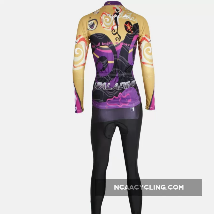 ILPALADINO Miss Sea Women's Long Sleeves Aesthetic Purple Cycling Clothing with Tights Suits Spring Autumn Exercise Bicycling Pro Cycle Clothing Racing Apparel Outdoor Sports Leisure Biking Shirts 529