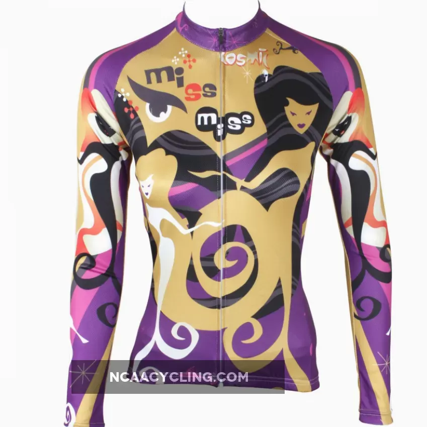 ILPALADINO Miss Sea Women's Long Sleeves Aesthetic Purple Cycling Clothing with Tights Suits Spring Autumn Exercise Bicycling Pro Cycle Clothing Racing Apparel Outdoor Sports Leisure Biking Shirts 529