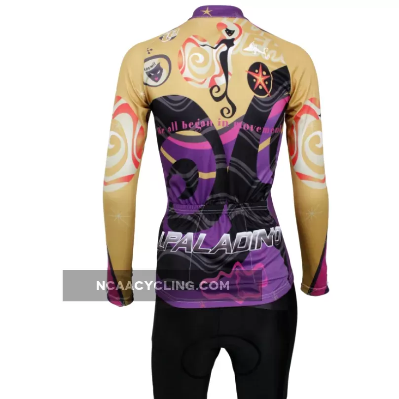 ILPALADINO Miss Sea Women's Long Sleeves Aesthetic Purple Cycling Clothing with Tights Suits Spring Autumn Exercise Bicycling Pro Cycle Clothing Racing Apparel Outdoor Sports Leisure Biking Shirts 529