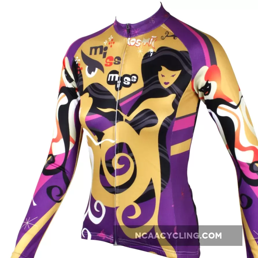 ILPALADINO Miss Sea Women's Long Sleeves Aesthetic Purple Cycling Clothing with Tights Suits Spring Autumn Exercise Bicycling Pro Cycle Clothing Racing Apparel Outdoor Sports Leisure Biking Shirts 529