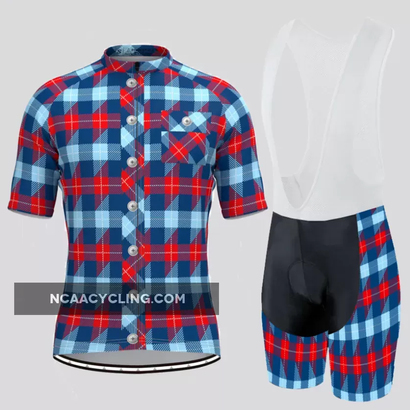 Plaid Checkered Shirt Men's Cycling Kit Blue Red Restock