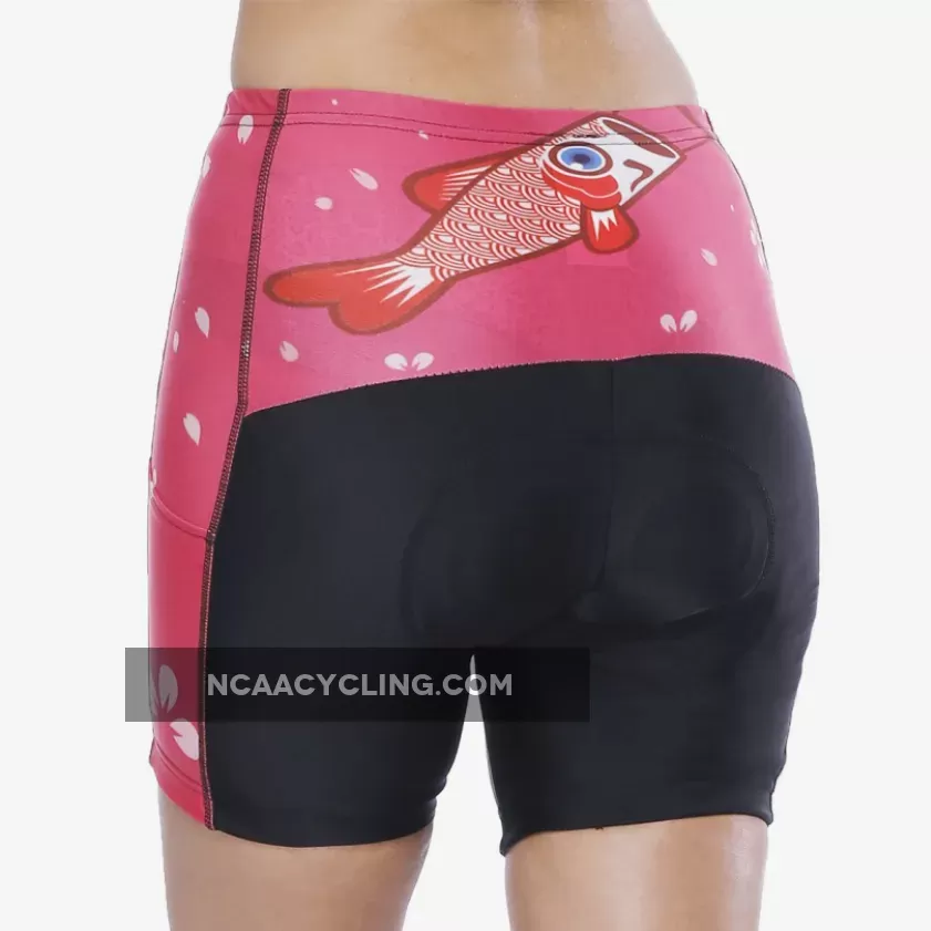 Flying Fish Carps Red Pink Womans Cycling Spinning Padded Bike Shorts UPF 50+ Spandex Clothing and Riding Gear Summer Pant Road Bike Wear Mountain Bike MTB Clothes Sports Apparel Quick dry Breathable NO. 806