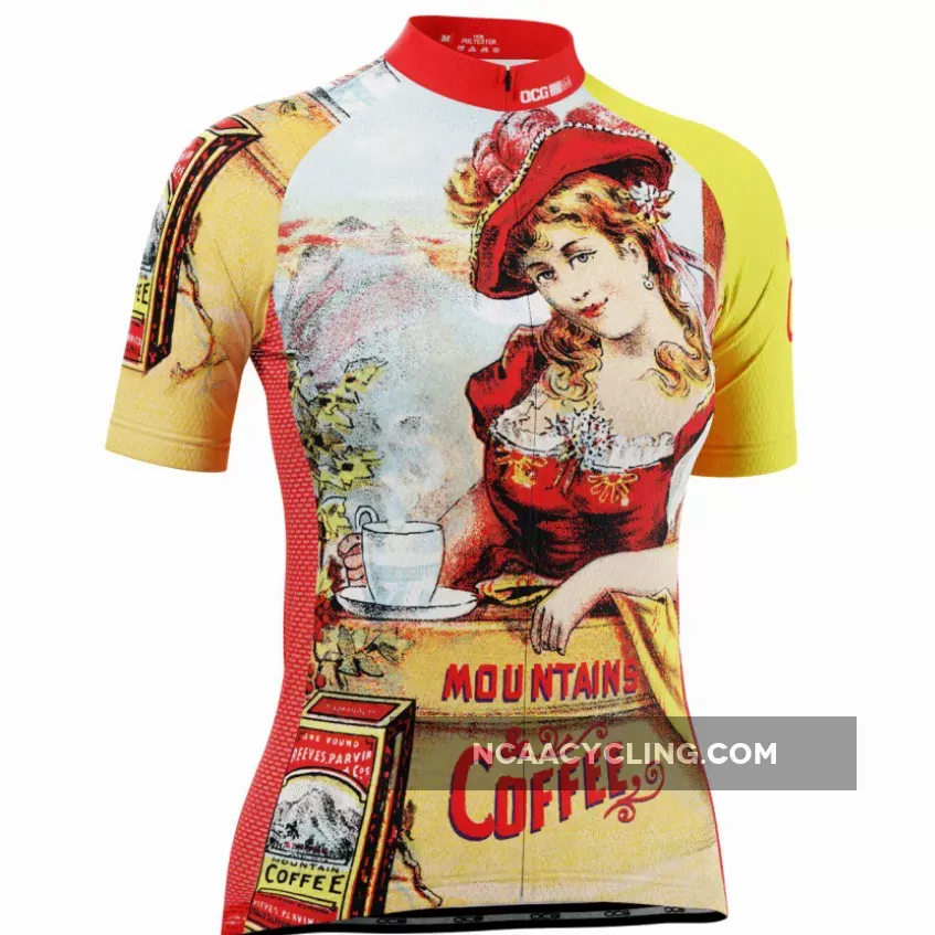 Women's Mountains & Coffee Retro Short Sleeve Cycling Jersey