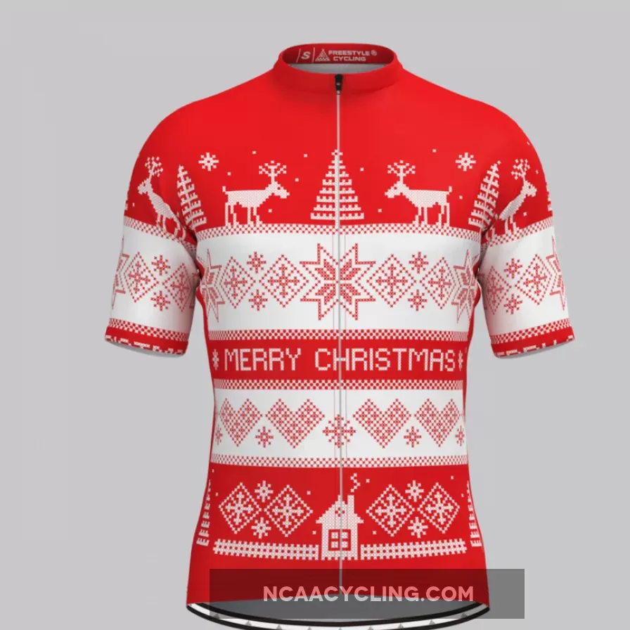 Men's Classic Ugly Christmas sweater Cycling Jersey - Red