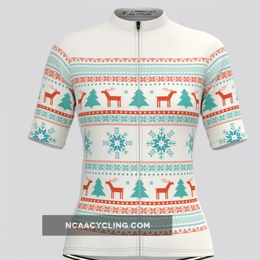 Women's Classic Ugly Christmas sweater Cycling Jersey - Beige