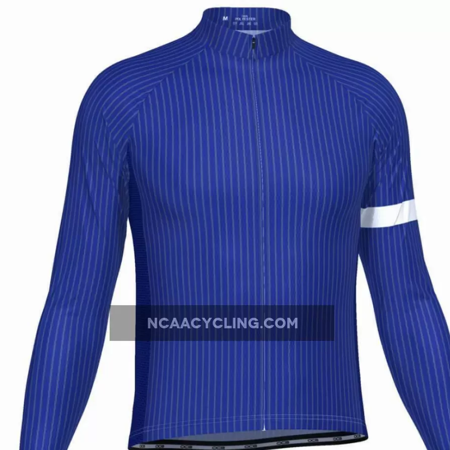 Men's Blue Stripe Banded Long Sleeve Cycling Jersey Online