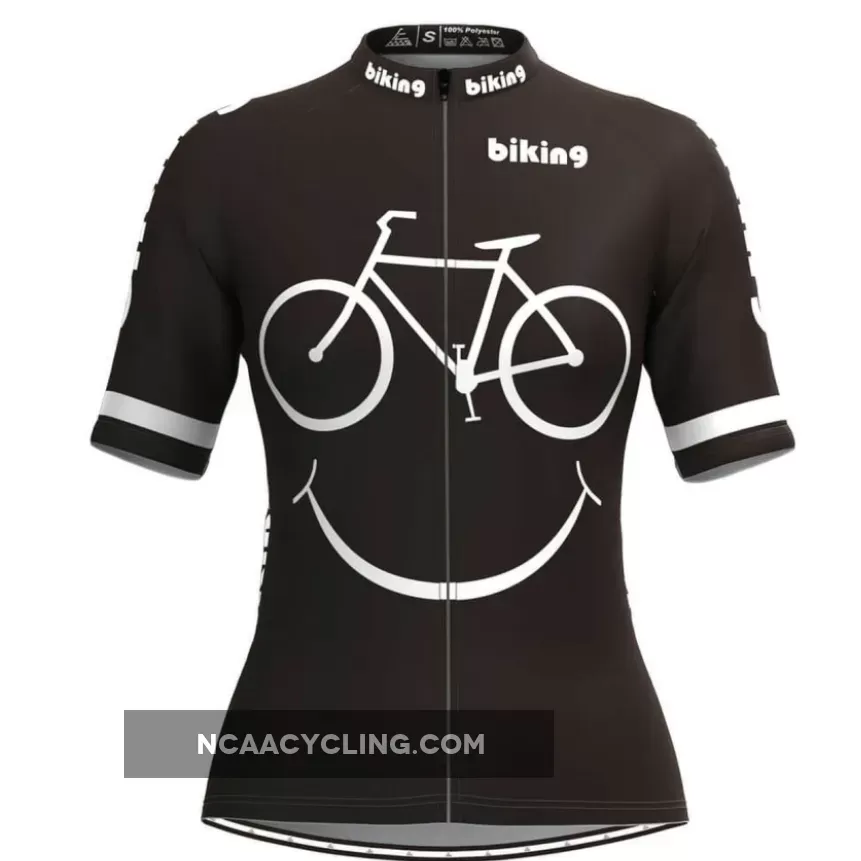 Bicycle Smile Emoji Women's Cycling Jersey Black Brand New