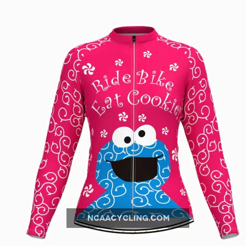 Cookie Monster Women's Long Sleeve Cycling Jersey Pink