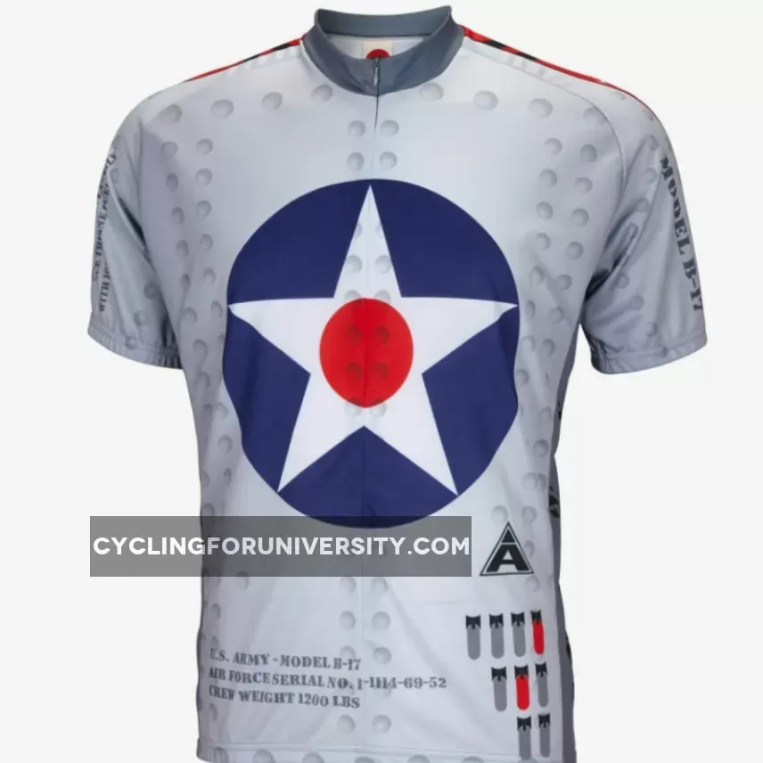 USAF B-17 Bomber Flying Fortress Short sleeve 15" zip men's cycling jersey